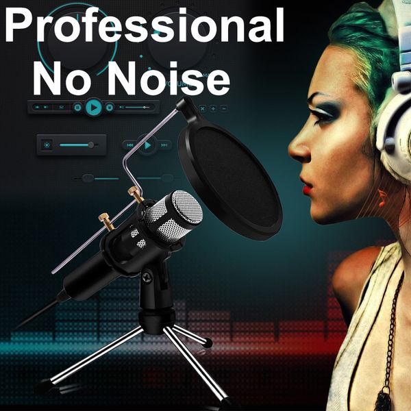 

professional microphone condenser for computer lappc usb plug +stand studio podcasting recording microfone karaoke mic