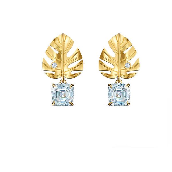 

swa summer yellow leaves tropical earrings women high quality, Silver