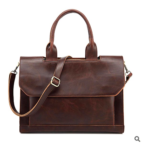 

2017 men casual briefcase business shoulder vintage pu leather bag messenger bags computer laphandbag bag men's travel bags