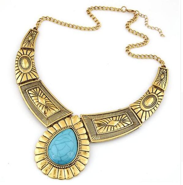 

оптовая мода новый дизайн макси ожерелье старинные драгоценные камни геометрическая нить заявление ожерелья подвески для женщин воротник xy, Silver