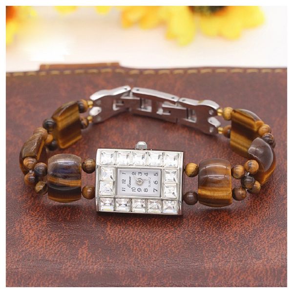 

fashion ladies nature tiger's eye bracelet watch for women quartz wristwatch girlfirend students gifts, Slivery;brown