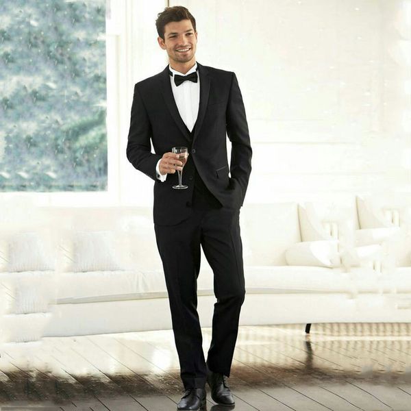 

custom made groom tuxedos notched lapel two pieces slim fit men wedding suits formal black mens suits for business prom party (jacket+pants, Black;gray