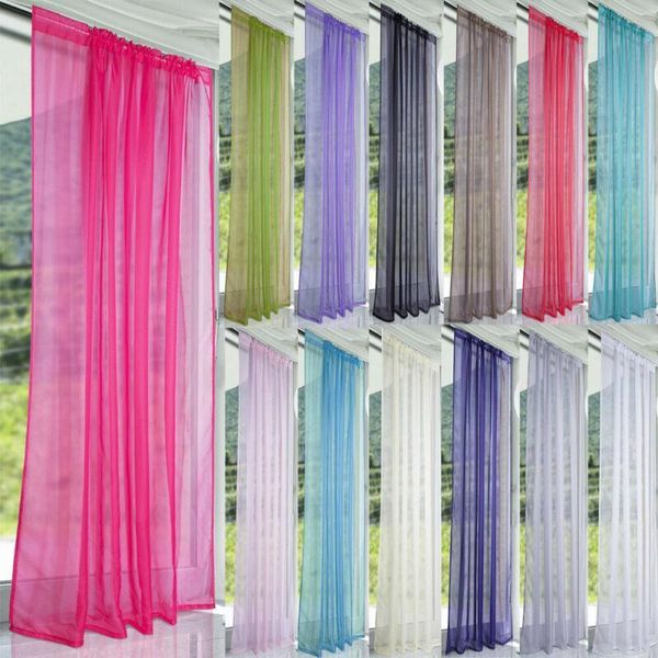 

faroot 1 pcs washable pure color chiffon tulle door window curtain drape panel sheer scarf valances home deacoration