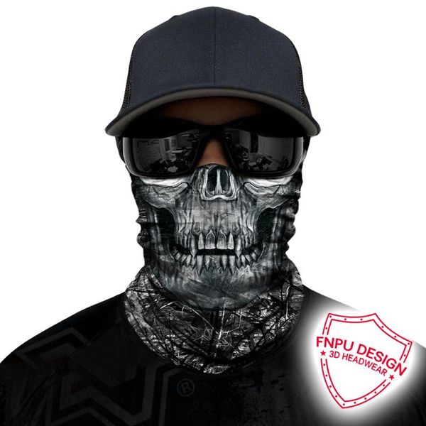 

tactical seamless bandana 3d motorcycle face mask outdoors hunting scarves camouflage skull neck gaiter windproof mask headband, Black