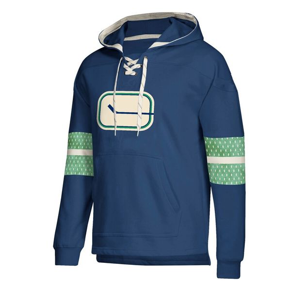 

vancouver designer hoodies canucks jersey lace-up pullover hoodie blue with splicing draw string full sleeves stitched brand logo, Blue;black