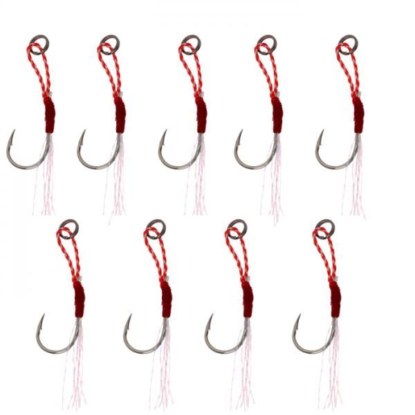 

9pcs assist hooks stainless steel jigging fishing hook with line 10#/13#/15#