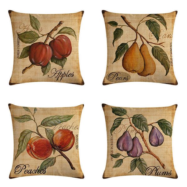 

45 * 45 cm главная декоративные ретро фрукты peer яблоки сливы белье хлопок throw подушка подушка обложка чехол для офиса стул zy574
