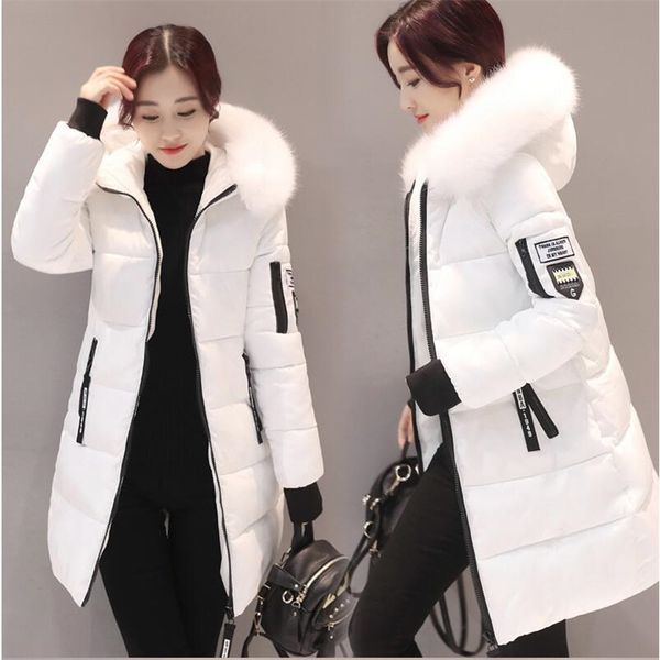 

2019 new women parkas winter ladies casual long coats woman jackets winter women hooded cotton parkas warm coat outwear, Black