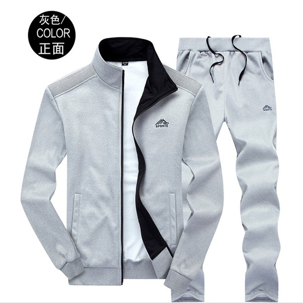 

men's sportswear suit brand men's sportswear sports fitness clothing two-piece long-sleeved coat + pants casual jogging, Black;blue