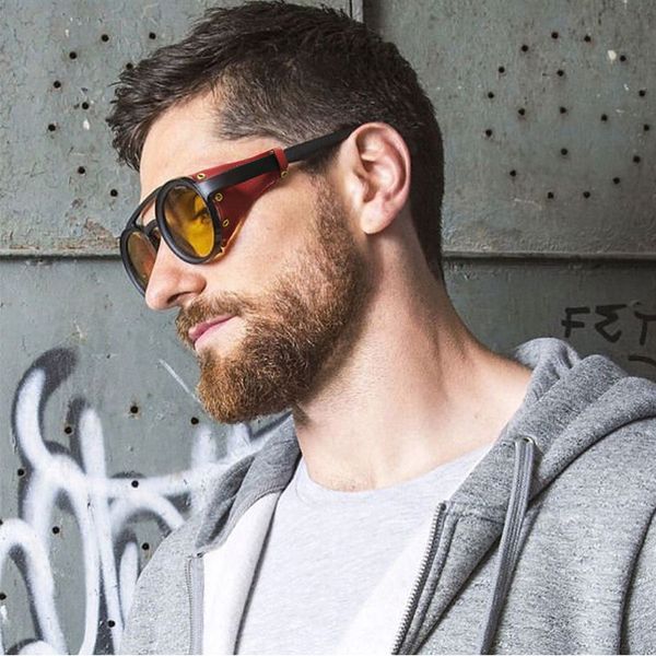

brand design fashion steampunk sunglasses men women new sun glasses vintage round punk sunglass uv400 shades eyewear oculos, White;black