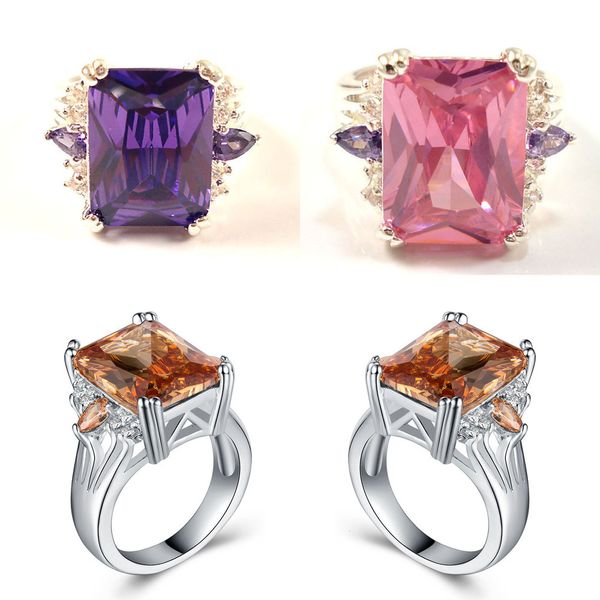 

luxurious ma'am colour stone with silver personality party engagement for women ring nail jewelry crystal rings