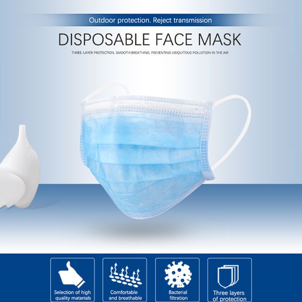 

designer face mask safe protection blue non-woven fabric anti-dust anti-haze single-use mouth face mask respirator mask ready stock