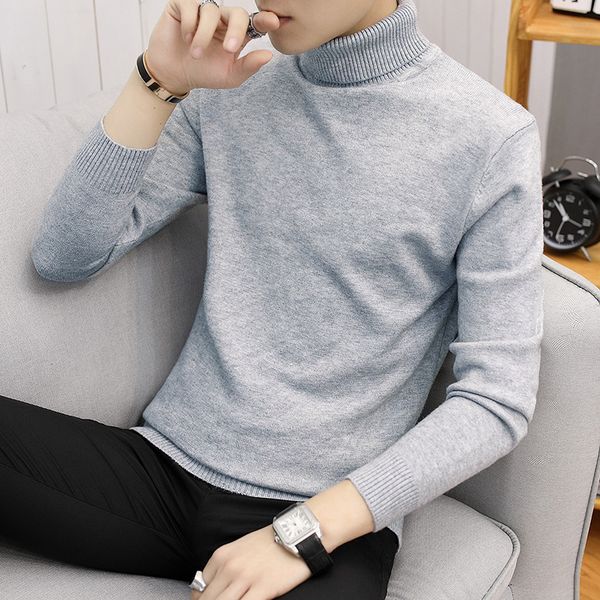

2020 новый осенне зимний мужской slim fit свитер мужская водолазка сплошной цвет повседневный свитер slim fit бренд вязаные пуловеры, White;black
