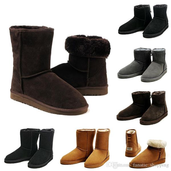 

2020 new luxury designer mens boots ankle knee winter snow booties classic mini short half men australian boots 41-45 sale, Black