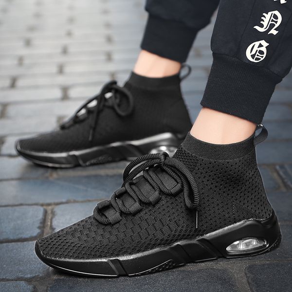 

young men boots 2121 spring and summer breathable soft and comfortable air cushion men boots bottes pour hommes, Black