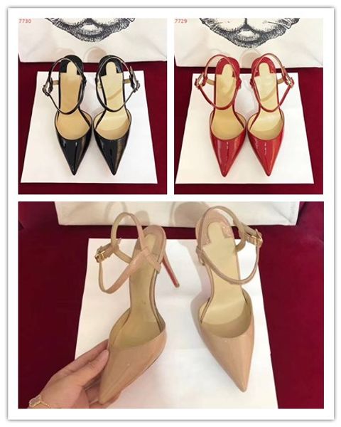 

wholesale-new arrival women patent leather ankle strap pumps pointed toe stilettos black red nude luxury party dress high heels