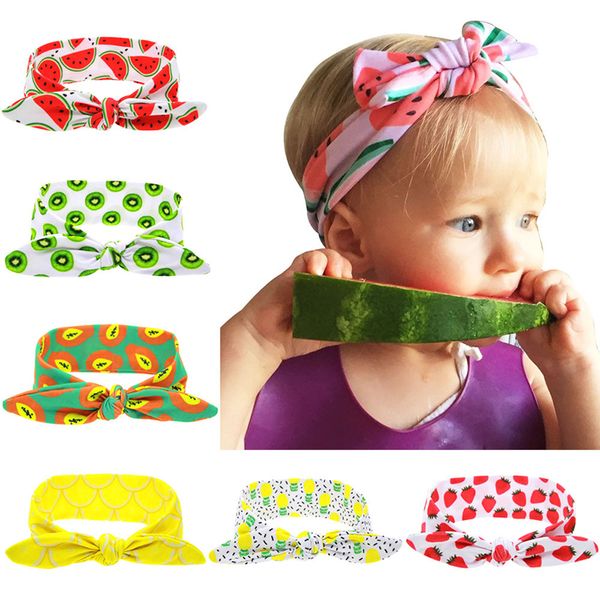 

children fruit pattern printed bowknot headband baby cute wide headband hair accessories diy headwear wholesale, Slivery;white