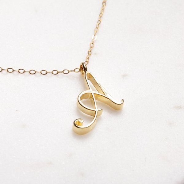 

tiny swirl initial alphabet letter necklace all 26 english gold a-t cursive luxury monogram name letters word chain necklaces for women mama, Silver