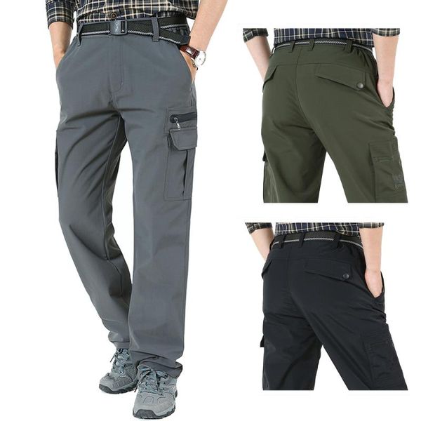 

men's pants men lightweight breathable quick dry summer casual army style trousers tactical cargo waterproof, Black