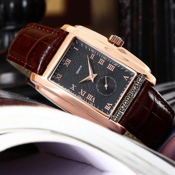 

новый gondolo 42mm 5124 5124j-001 черный циферблат автоматические мужские часы розовое золото чехол коричневый кожаный ремешок мужские часы, Slivery;brown