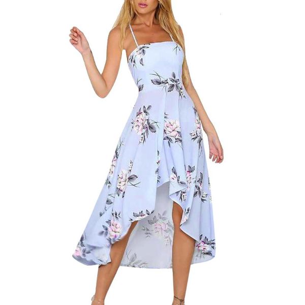 

casual dresses women dress summer backless womens holiday plunge ladies maxi long floral print beach sundress 2021 c40#, Black;gray