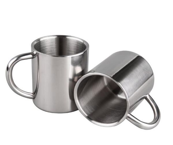 

2019 brushed stainless steel double wall mugs 220ml tea cups drinking cups for kids h010