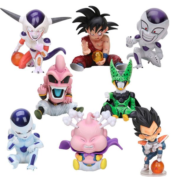 

11cm anime dragon ball fighter z majin buu cell pvc action figure toys model kid buu a frieza fina from