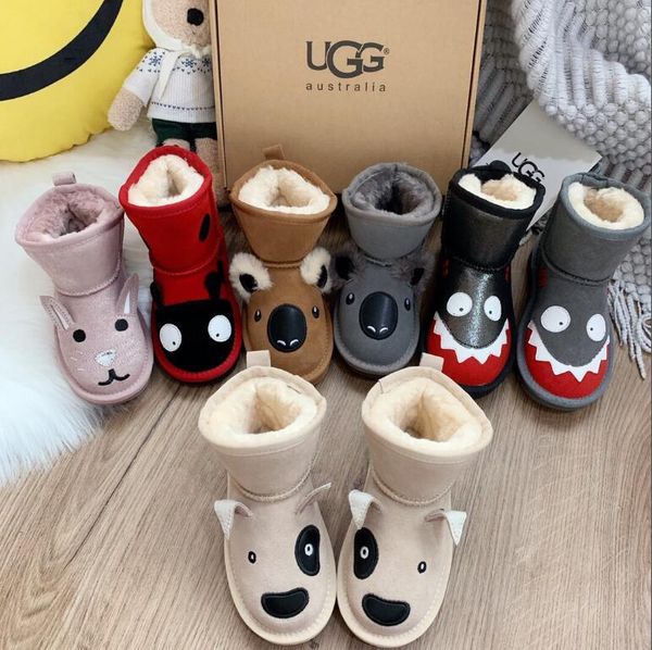 High Quality GirlsUGG Snow Boots Winter Girls Boys Shoes Cute Princess Boot Flock Leather Waterproof Plush Warm Children Boots Cheap Little Girls