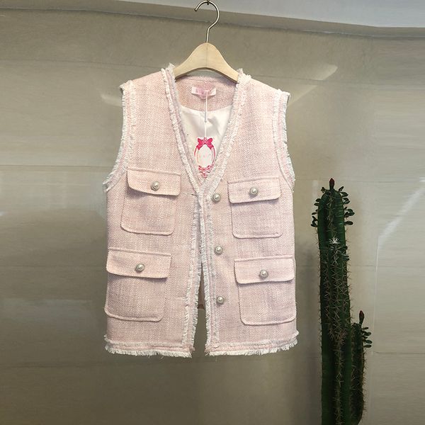 

and autumn 2019 winter new v-neck button simple vest, Black;white
