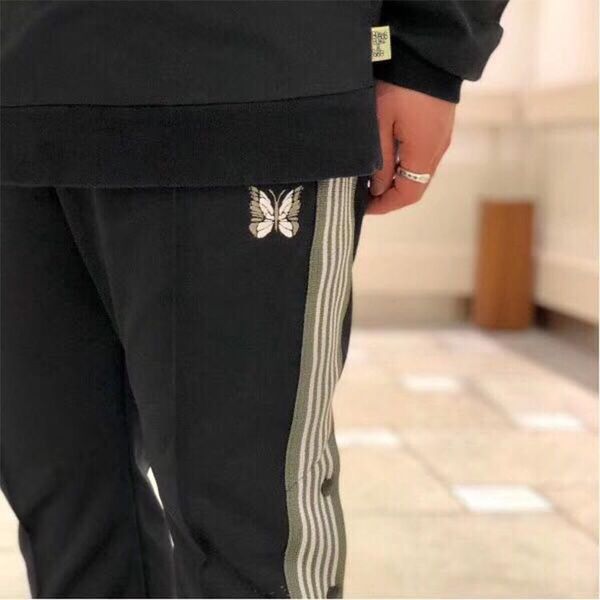 

european and american hip-hop needles side breasted butterfly ribbon embroidery retro casual slacks spring and summer sports, Black