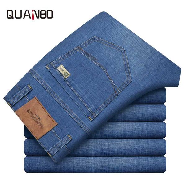 

men's jeans men's summer thin section loose straight tube elastic casual spring and summer long pants pants, Blue