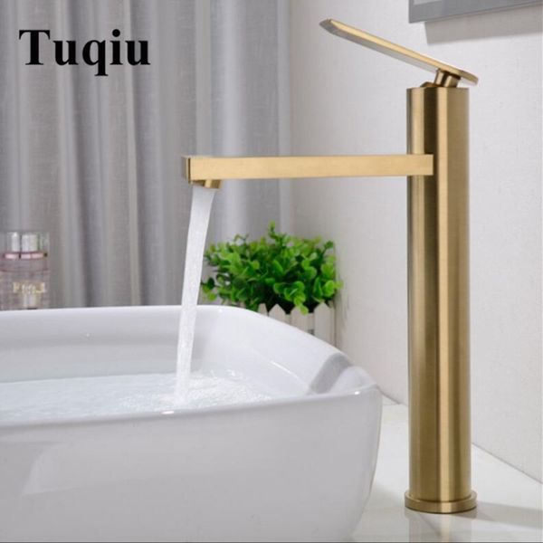 

basin faucet water tap bathroom faucet solid matte gold brass cold & water single handle sink tap mixer black