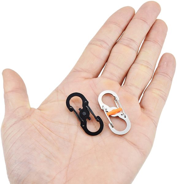 

5/10pc stainless steel s type carabiner for keys with lock mini keychain hook outdoor camping climbing backpack buckle edc tool
