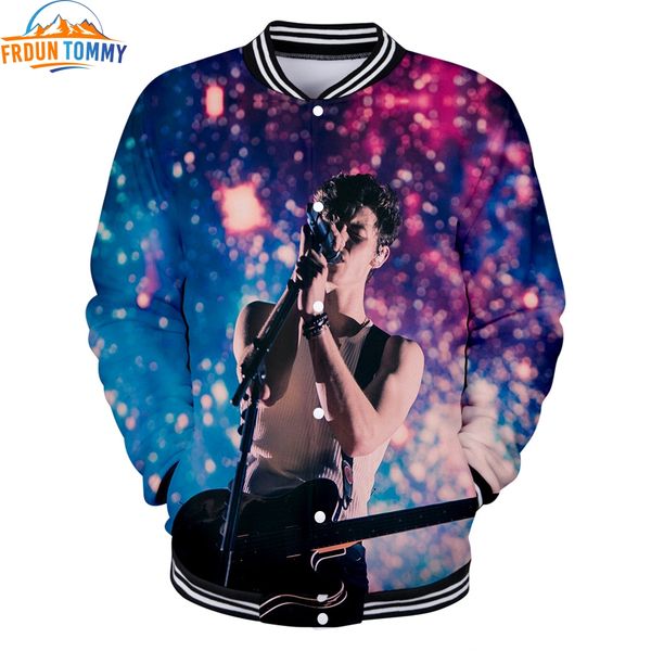 

new print singer shawn mendes baseball uniform jacket harajuku men/women casual harajuku shawn mendes baseball jackets clothes, Black;brown