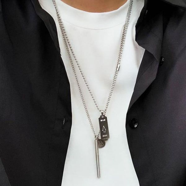 

initial letter stainless steel necklace men brand fashion chain punk personalized double tennis long chain silver