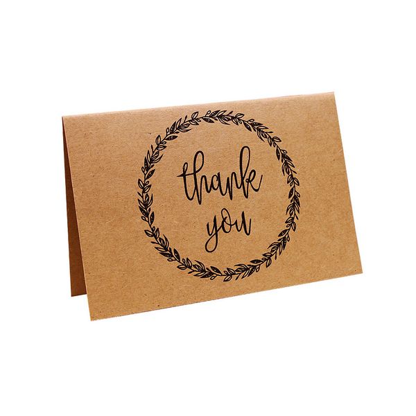 

10 pcs business retro greeting card printed graduation party thick with envelope brown paper thank you craft wedding writable