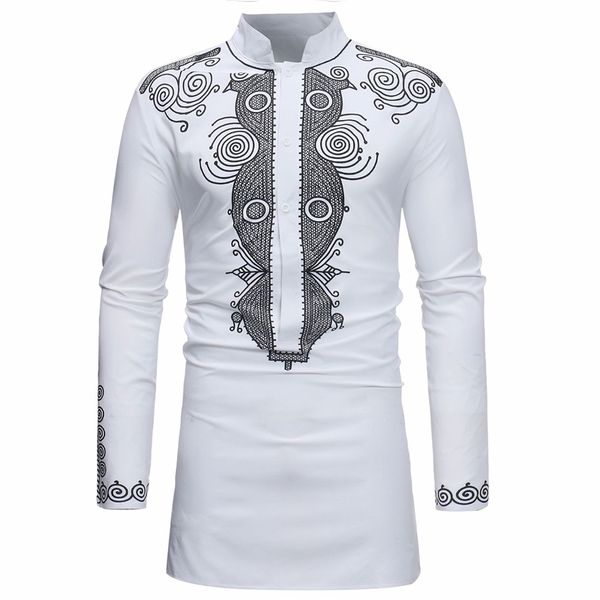 

2019 african dresses for men dashiki rich bazin print long sleeve robes shirt traditional africa dress maxi fashion clothes, Red