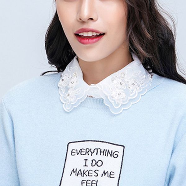 

women's lapel shirt fake false collar choker necklace clothing decor, Blue;purple