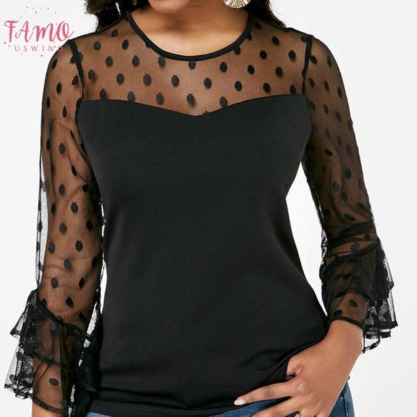 

2020summer elegant womens ruffles bow knot long sleeve chiffon shirt blouse ladies transparent blouse blusas muje, White