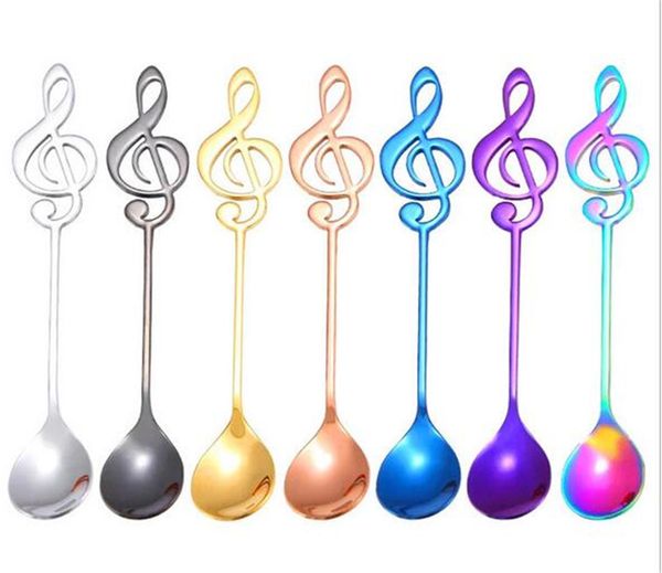 

colorful stainless steel flatware guitar spoon creative milk coffee spoon ice cream candy teaspoon accessorie 13