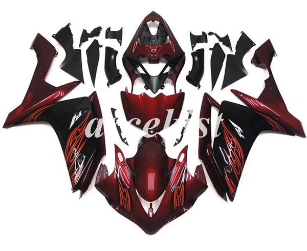 

motorcycle new abs injection mold full fairings kits fit for yamaha yzf-r1 2007 2008 07 08 bodywork set custom red black light