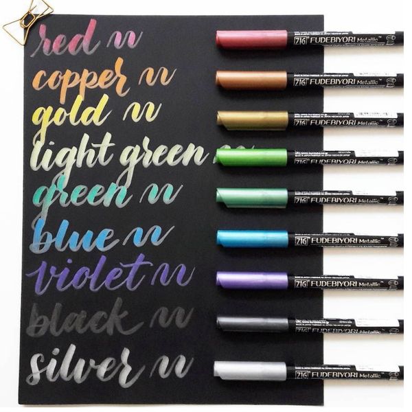 

zig kuretake fudebiyori soft metal brush pens watercolor marker pens painting lettering japanese 57 colors