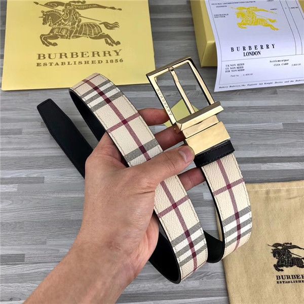 

2020 luxury pin buckle can be swiveled fine workmanship men and women grid 3.4cm style fashion belt 95-125cm ing