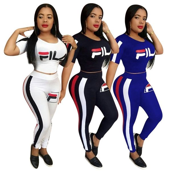 

2019 дизайнер летние женские наряды с коротким рукавом 2 шт комплект спортивный костюм бег спортивный костюм рубашка леггинсы наряды толстов, White