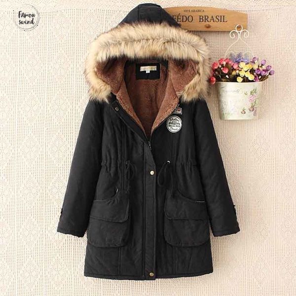 

шерсть бленды пальто женщин куртки хлопка с длинным капюшоном твердые шеи теплый вскользь пальто женской одежды дамы зимы женщин пальто, Black