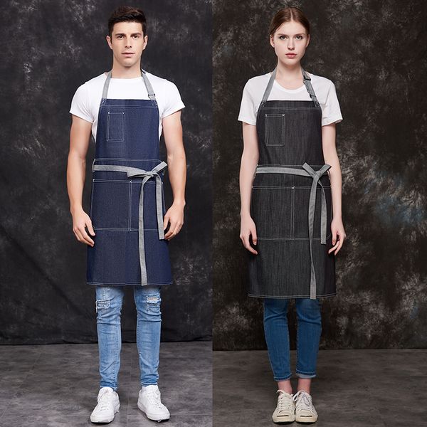 

denim fabric apron custom printing custom fashion hanging neck korean version