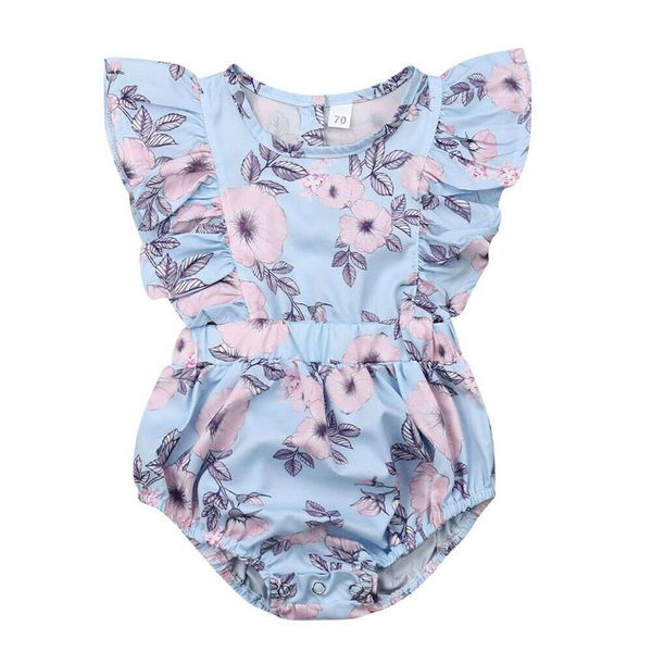 

summer toddler infant baby girl flowers clothes ruffle romper coming home outfit, Blue