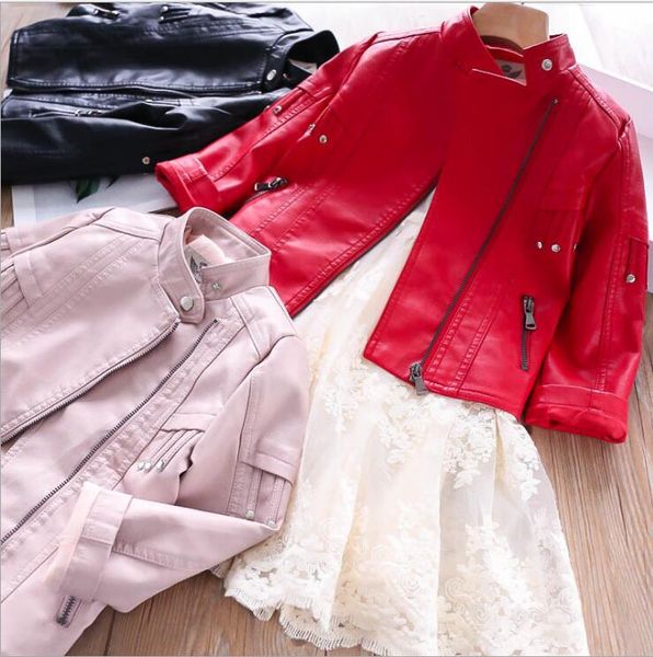 

children leather jacket 2020 fall kids zipper coats fashion high-grade girl coats high-quality goods kids clothing, Blue;gray