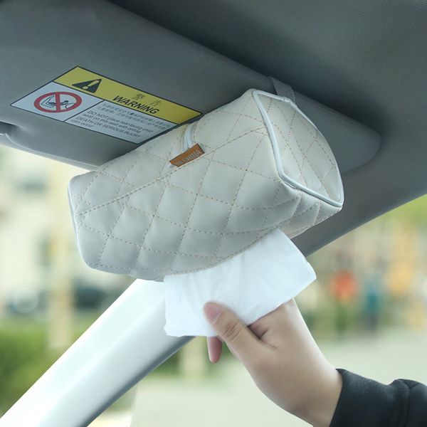 

removable car tissue box pu leather car sun visor hanging tissue case cover home office napkin organizer storage paper holder
