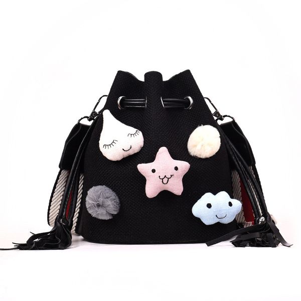 

local stock beach solid string mini bucket bags female summer knitting straw bags sweet casual holiday crossbody bag handbags